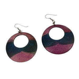 Vintage Red & Black Hoop Earrings